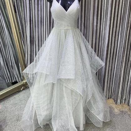 Gray V Neck Tulle Long Pro Gown Evening Dress