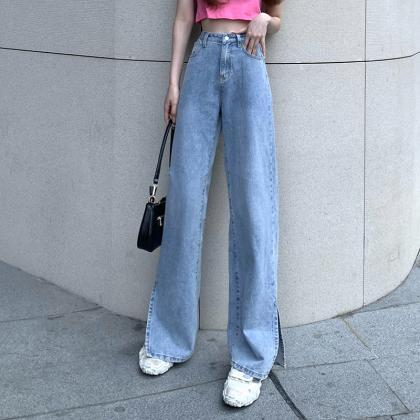 High-rise Holes Loose Wide-leg Jeans