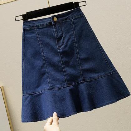 Cute A Line Denim Skirt