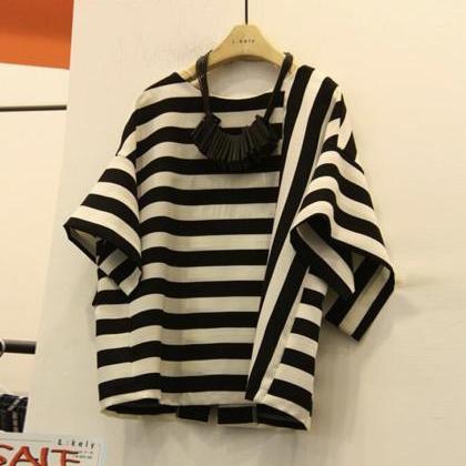Simple Striped Short Sleeve Top T-shirt