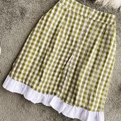 Lovely Breathable Plaid Top + Skirt
