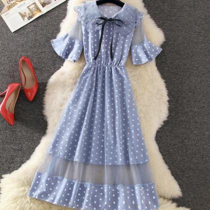 Lovely A Line Polka Dot Lace Dress Summer Dress