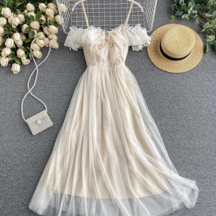 Cute Champagne Tulle Dress Summer Dress