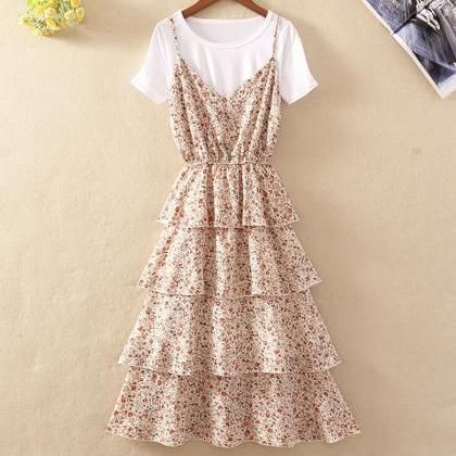 Retro Floral Dress Dress Two Piece Set