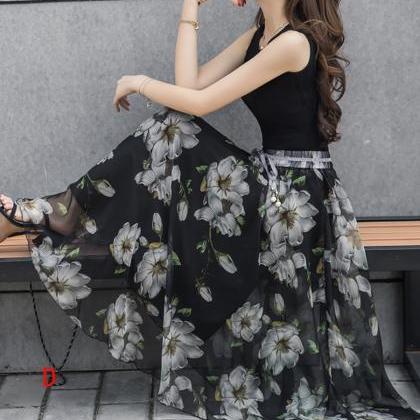 Stylish A Line Floral Pattern Chiffon Skirt..