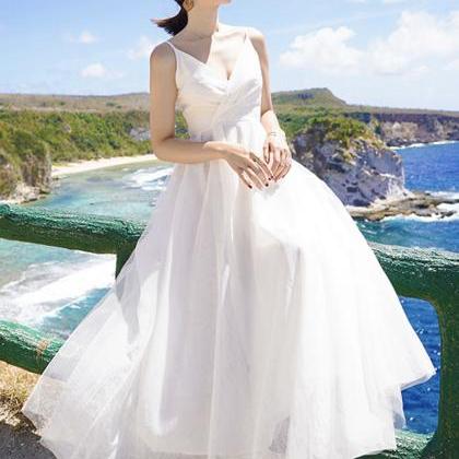 White A Line Tulle Dress Summer Dress