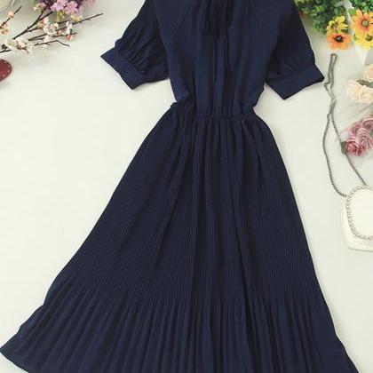 Simple A Line Pleated Dress Fashion Girl Short..