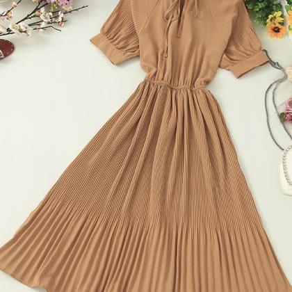 Simple A Line Pleated Dress Fashion Girl Short..