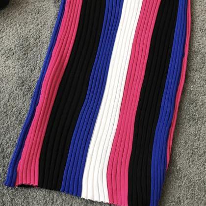 Stylish Striped Sleeveless Knit Dress