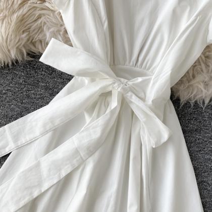 Lovely White Short Sleeve Dress Summer Dress