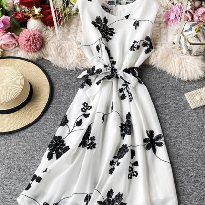 A Line Flowers Short Dress Summer Dress