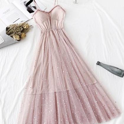 A Line Tulle Dress With Stars Sequins Fashion Girl..