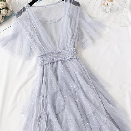 Girl Summer Dress A Line Tulle Dress With Sequins