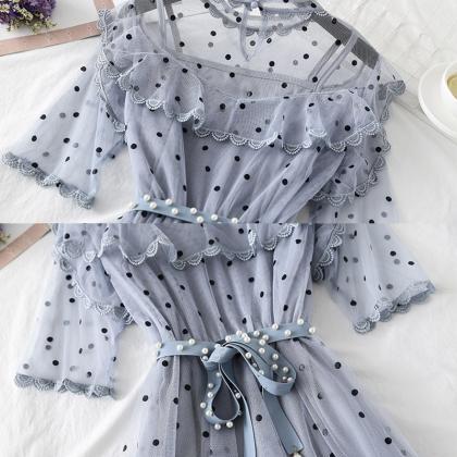 Cute Polka Dot Short Sleeve Dress Summer Dress
