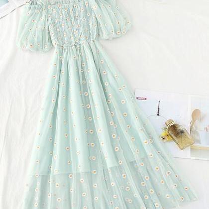 Cute A Line Daisy Flower Dress Girl Summer Dress