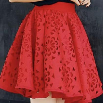 Cute A Line Skirt Red/black Skirt