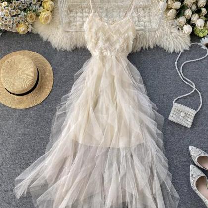 Champagne Tulle Sequins Dress Summer Dress