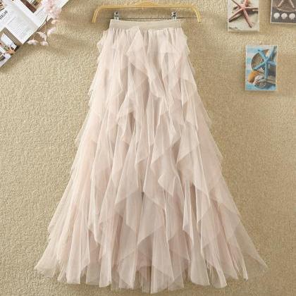 A Line Irregular Tulle Skirt Girl Fashion Skirt