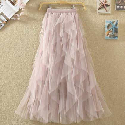 A Line Irregular Tulle Skirt Girl Fashion Skirt