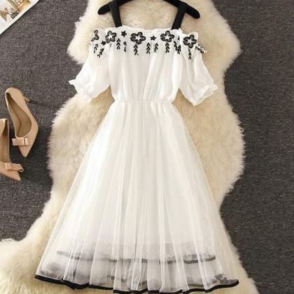 Cute Chiffon Lace Applique Short Dress Summer..