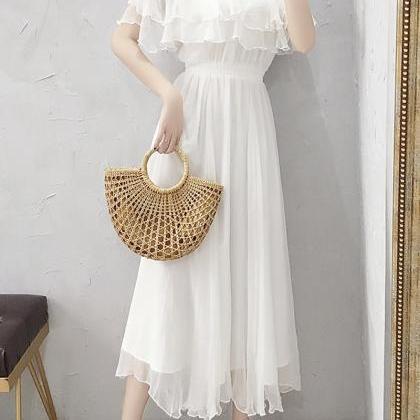 White Chiffon Summer Dress Fashion Girl Dress
