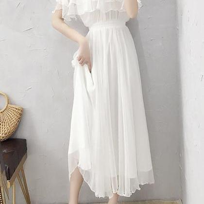 White Chiffon Summer Dress Fashion Girl Dress