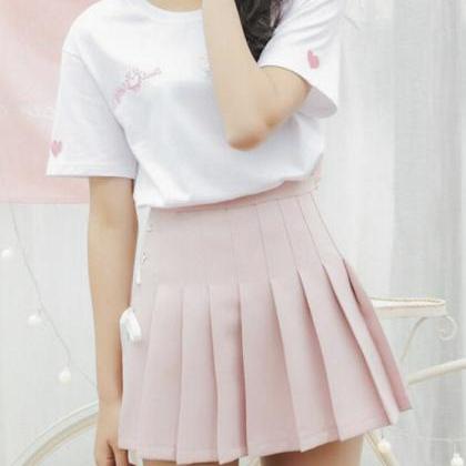 Cute Side Bow Pleated Skirt