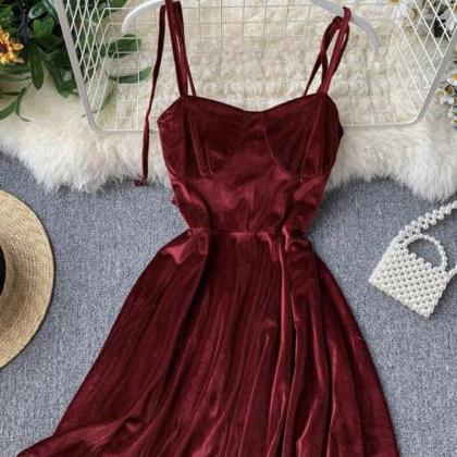 Cute A Line Velvet Short Dress..