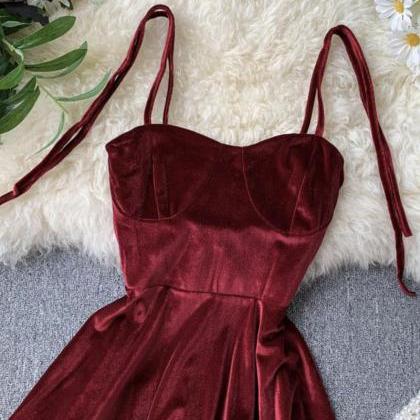 Cute A Line Velvet Short Dress..