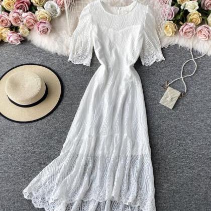 White Lace Dress Fashion Dress