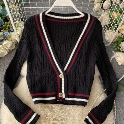 Style V Neckline Loose Sweater Long Sleeve Sweater..