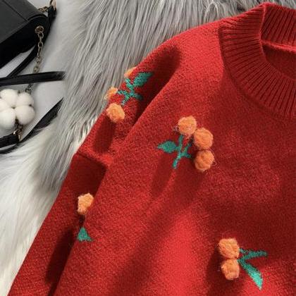 Sweet Cherry Sweater Long Sleeve Sweater