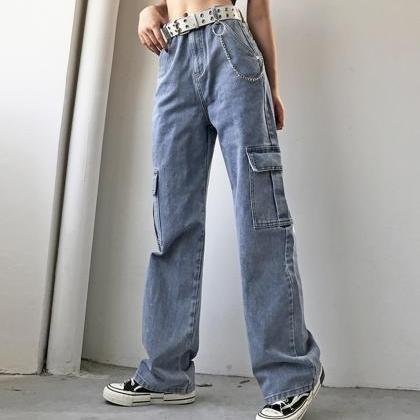 Jeans Simple High-rise Wide-leg Jeans