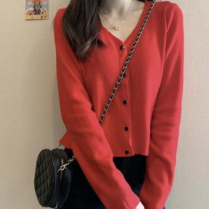 Thin V-neck Sweater Knitted Cardigan Sweater