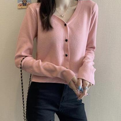 Thin V-neck Sweater Knitted Cardigan Sweater