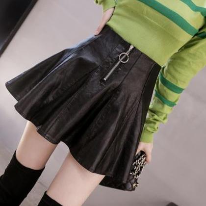 A Line Pu Mini Leather Skirt