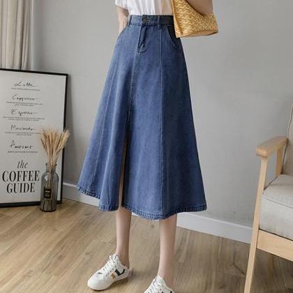 Simple A line denim skirt