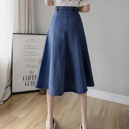 Simple A line denim skirt