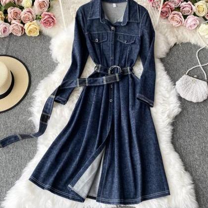 Unique Splicing Long Sleeve Dress Trench Coat