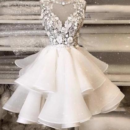 Cute Lace Appliqué Short Prom Dress Homecoming..