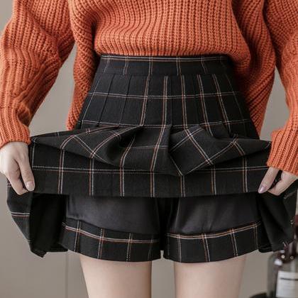 Cute A Line Plaid Short Skirt