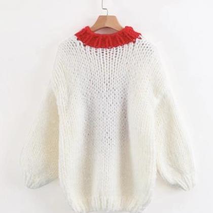 Cute Heart Hand Knitted Sweater