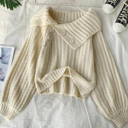 Sweater Cute V Neck Long Sleeve Sweater