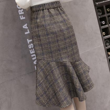 Stylish Irregular Plaid Skirt