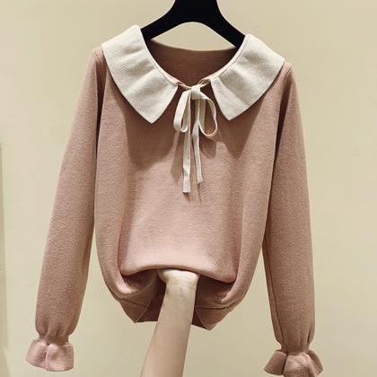 Sweet Long-sleeved Knitted Sweater