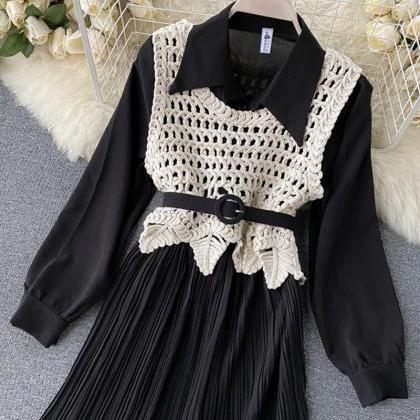Fashionable Hollow Sweater Vest + Long Sleeve..