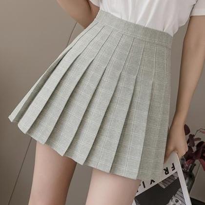 Stylish A Line Plaid Short Skirt Pleated Skirt