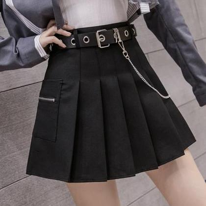 Stylish A Line Short Skirt Pleated Skirt