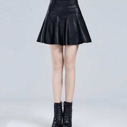 Stylish A Line Short Skirt Leather Skirt