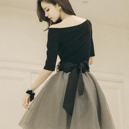Cute Black And Gray Short Dress Fashion Girl Dress